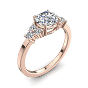 Solitaire Valentina bague diamant rond 1.23 carat or rose